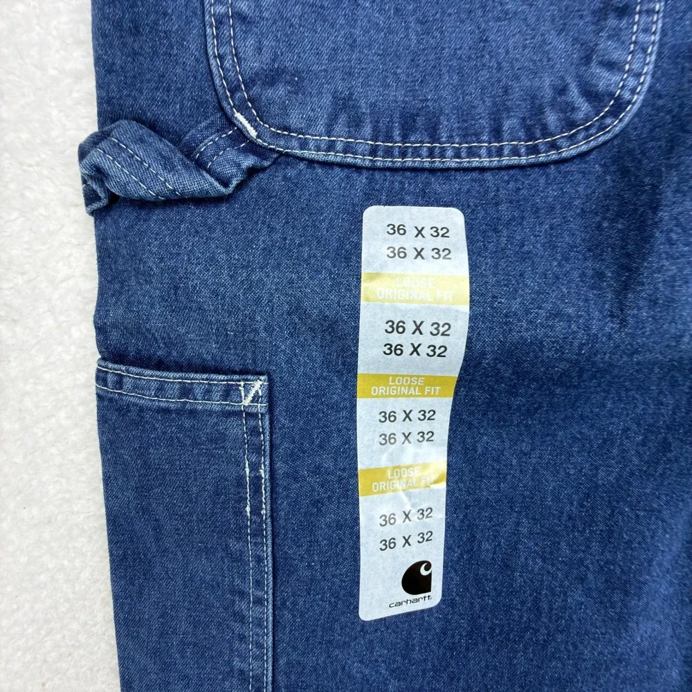 Carhartt Work Dungaree Denim Jeans Mens 36x32 B13 DST Darkstone NWT NOS